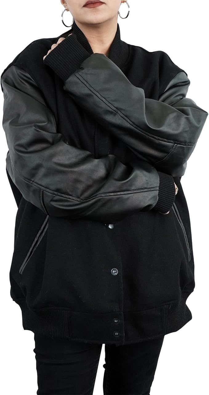 Black Varsity Bomber Jacket